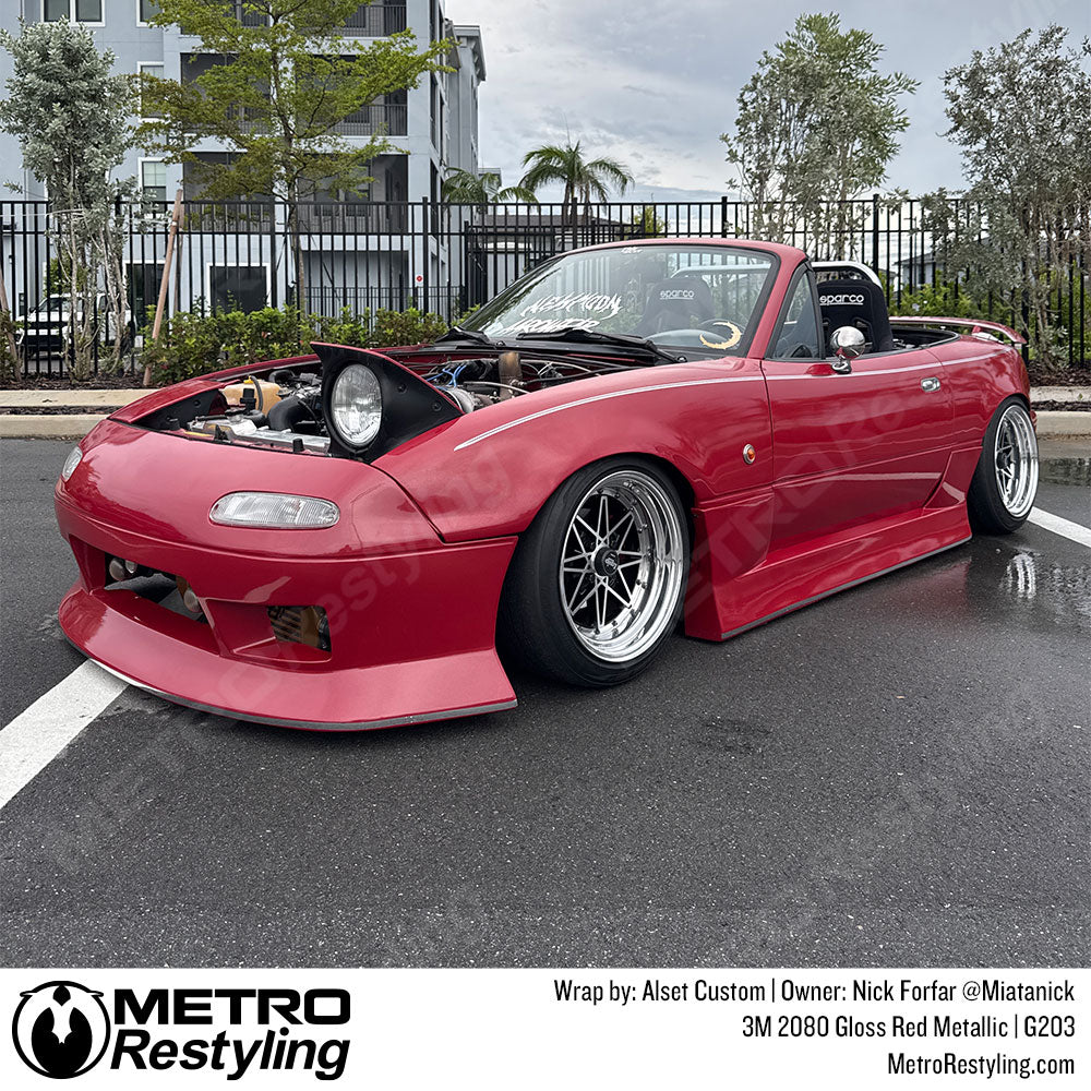 Gloss red mazda miata wrap