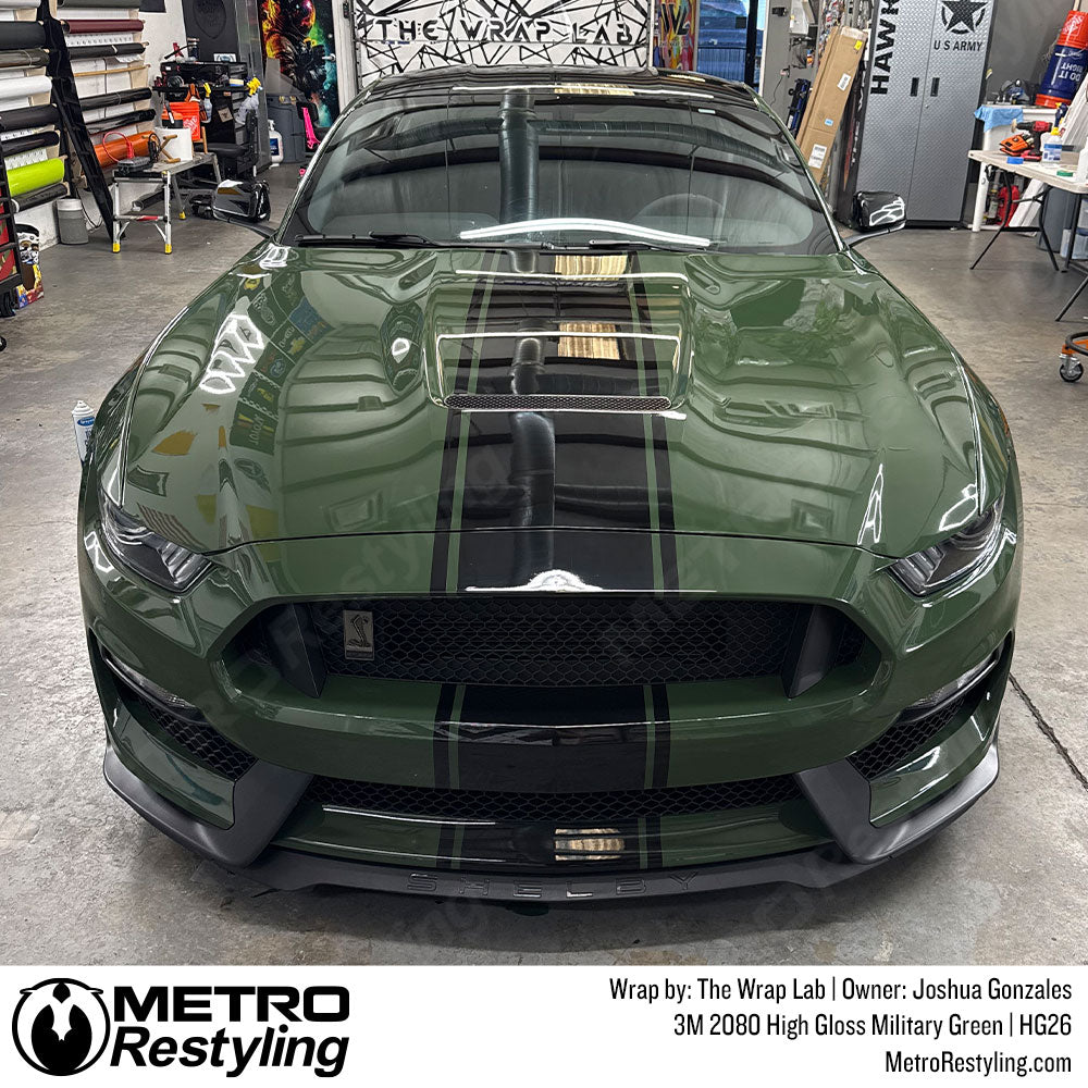 gloss military green mustang wrap