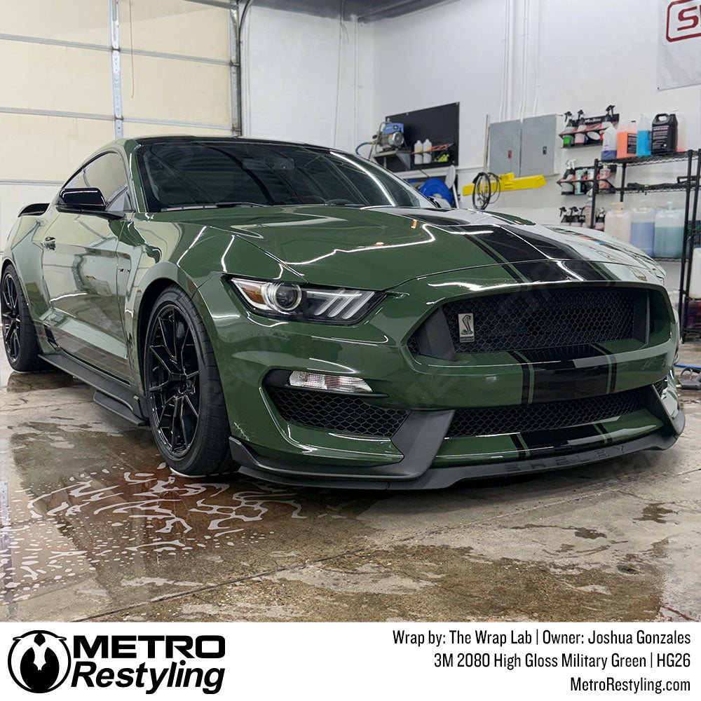 gloss military green mustang wrap