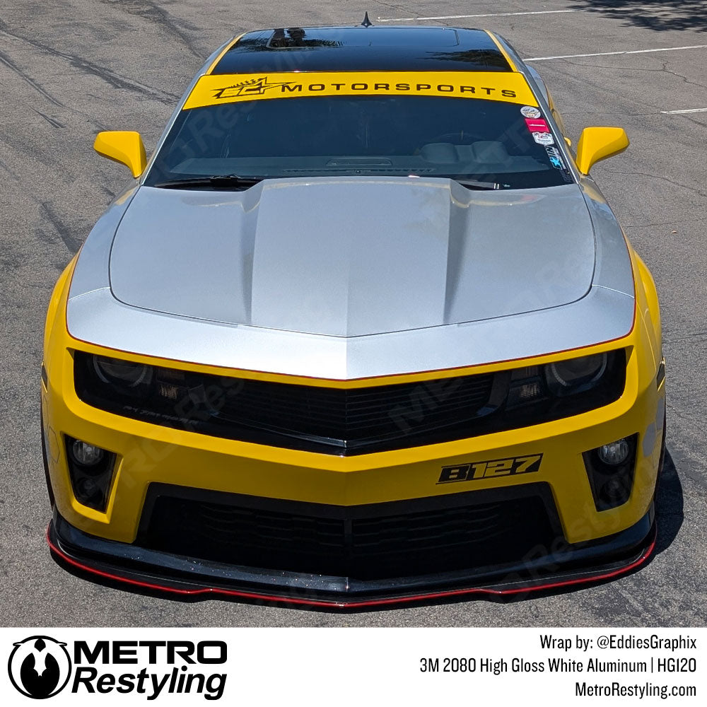 camaro with aluminum vinyl wrap