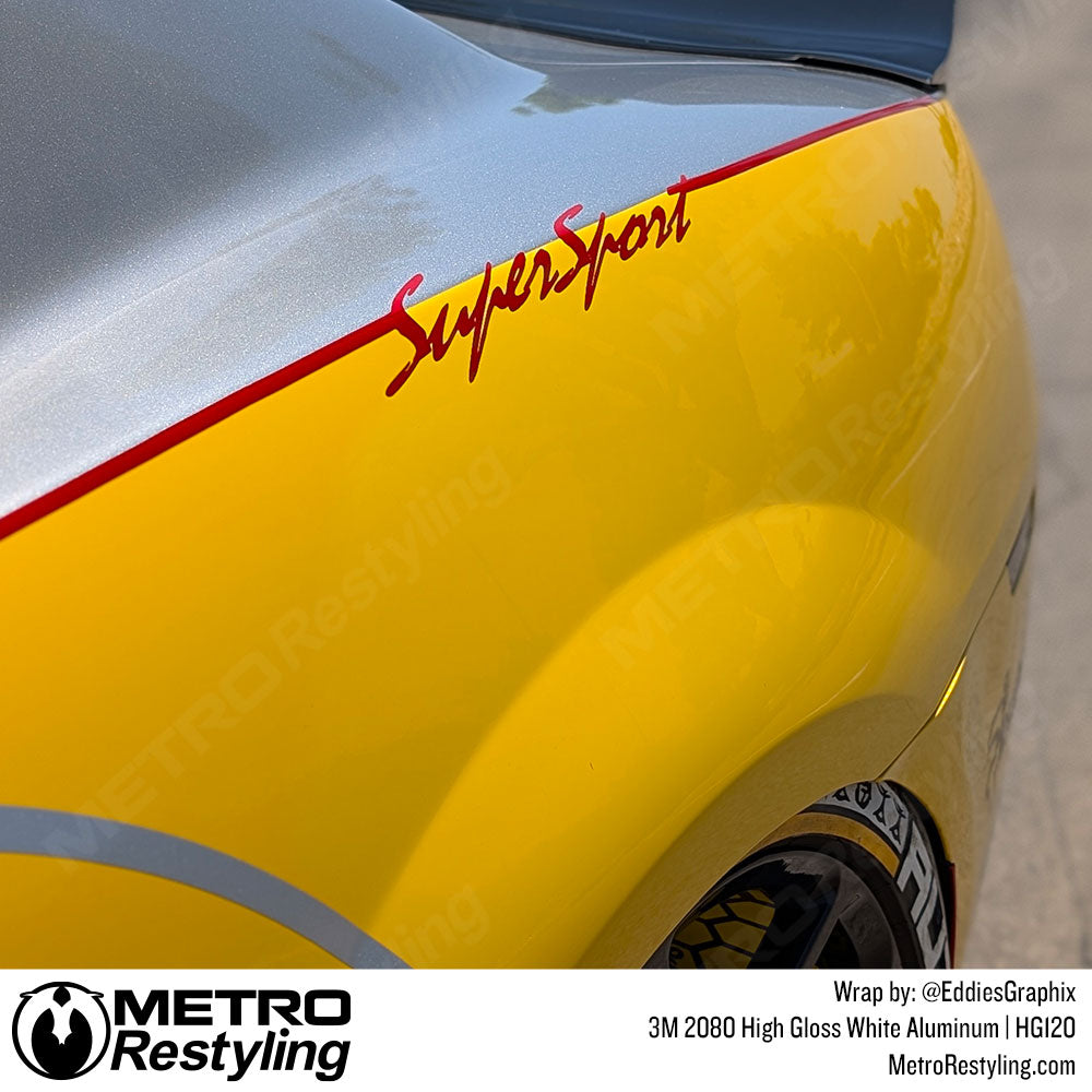 camaro with aluminum vinyl wrap