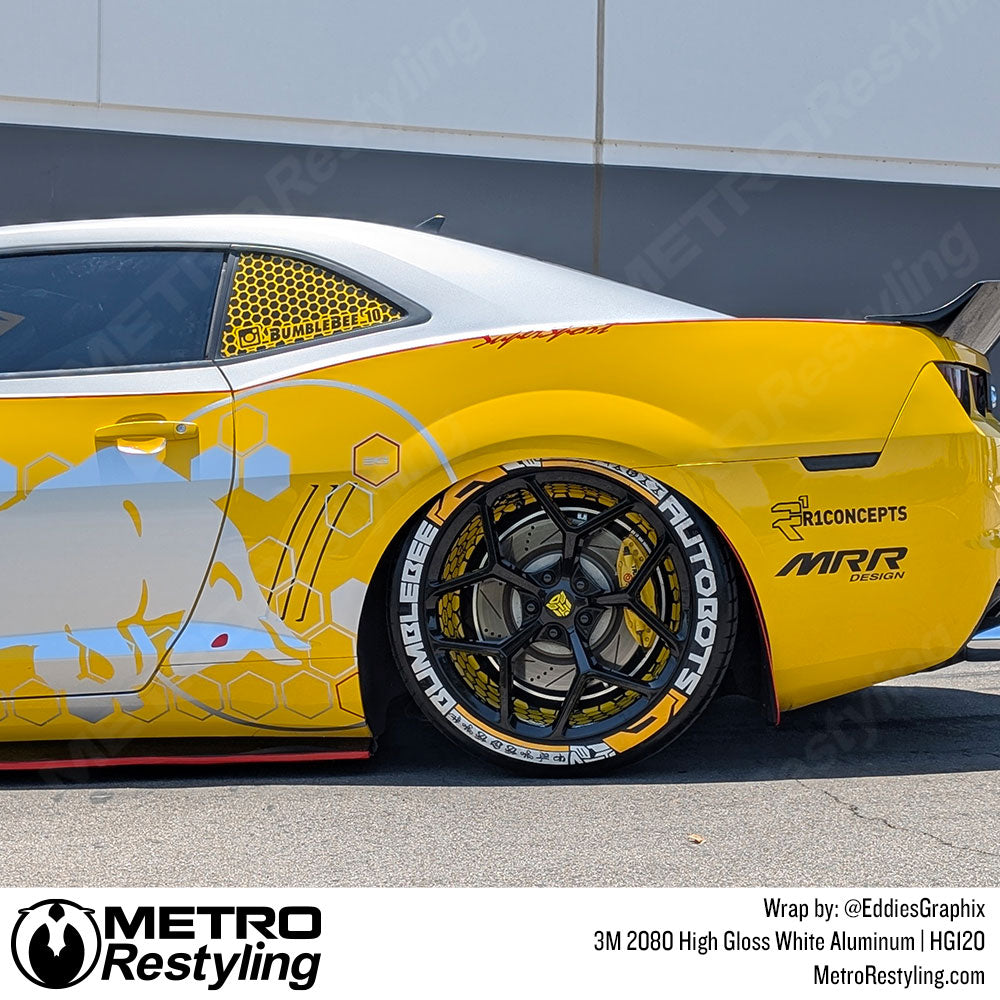 camaro with aluminum vinyl wrap