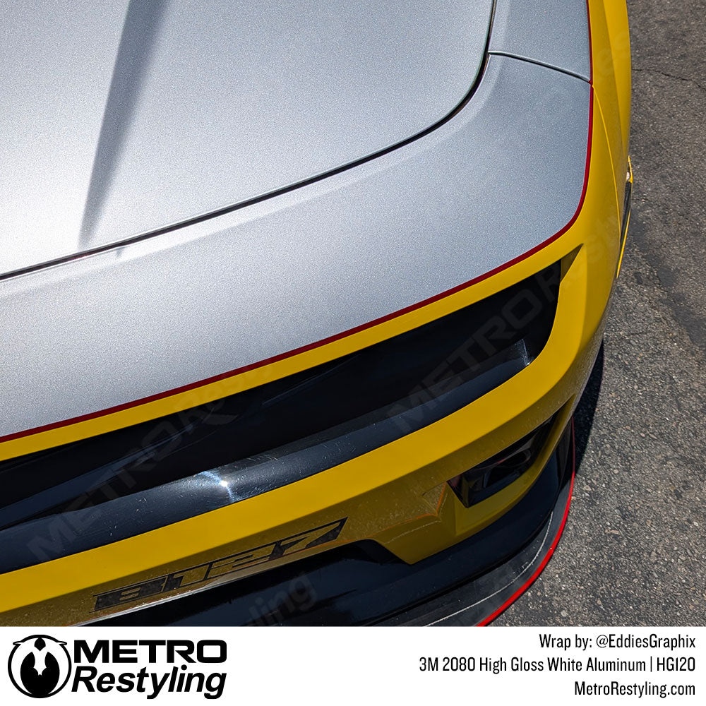 camaro with aluminum vinyl wrap