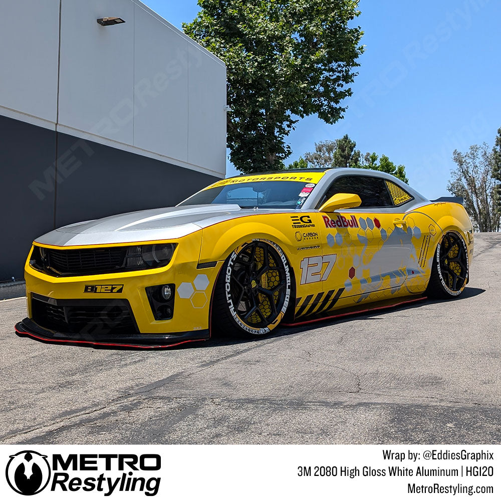 camaro with aluminum vinyl wrap