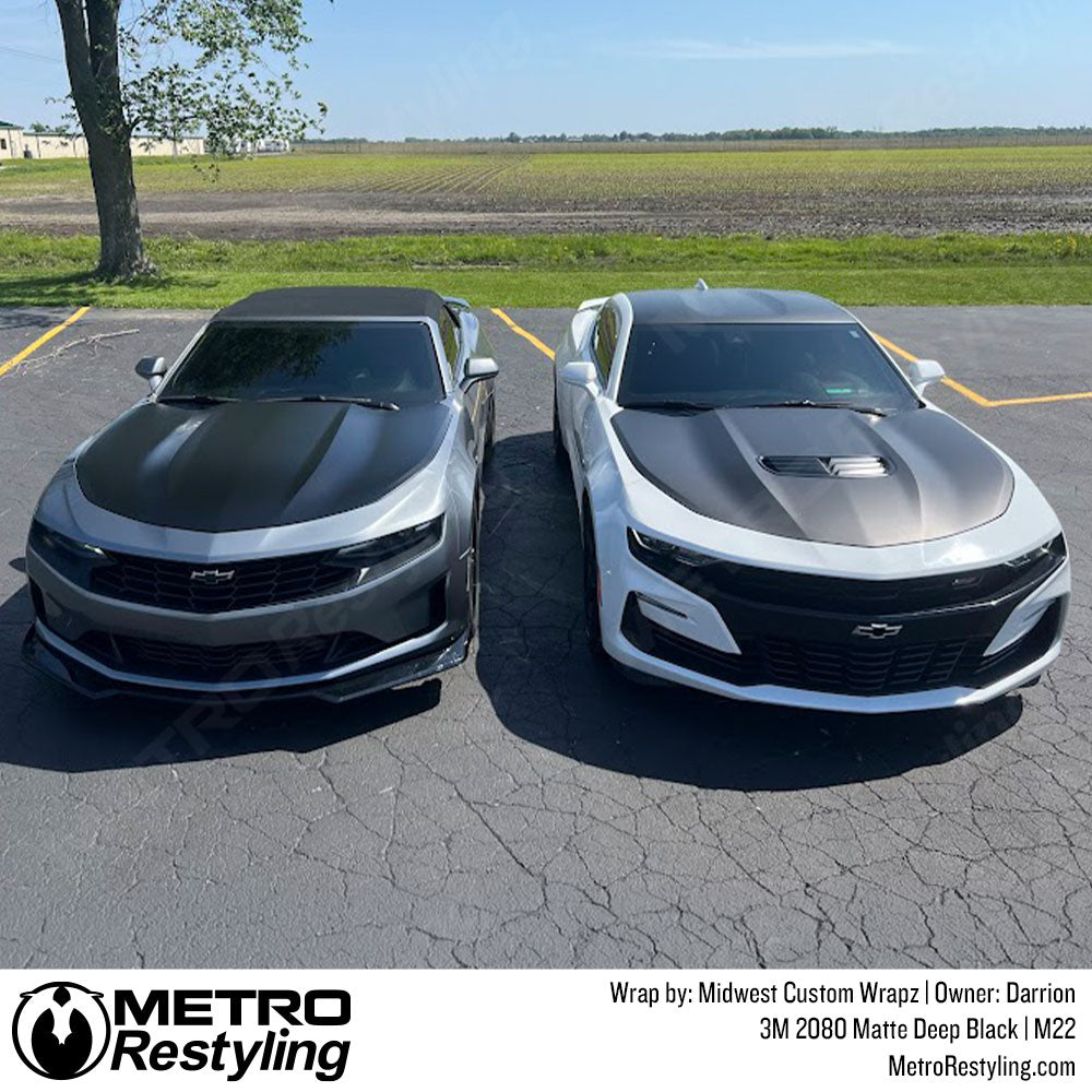 matte black camaro hood wrap
