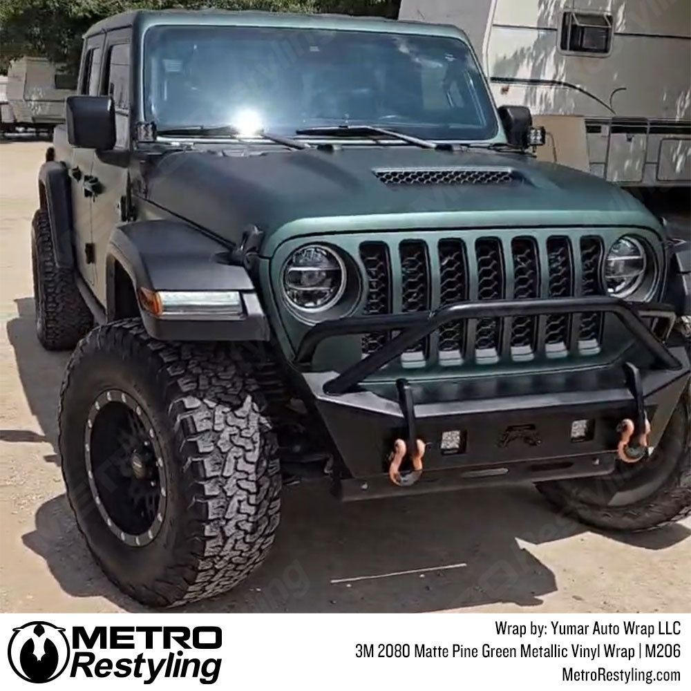 matte pine green jeep gladiator car wrap