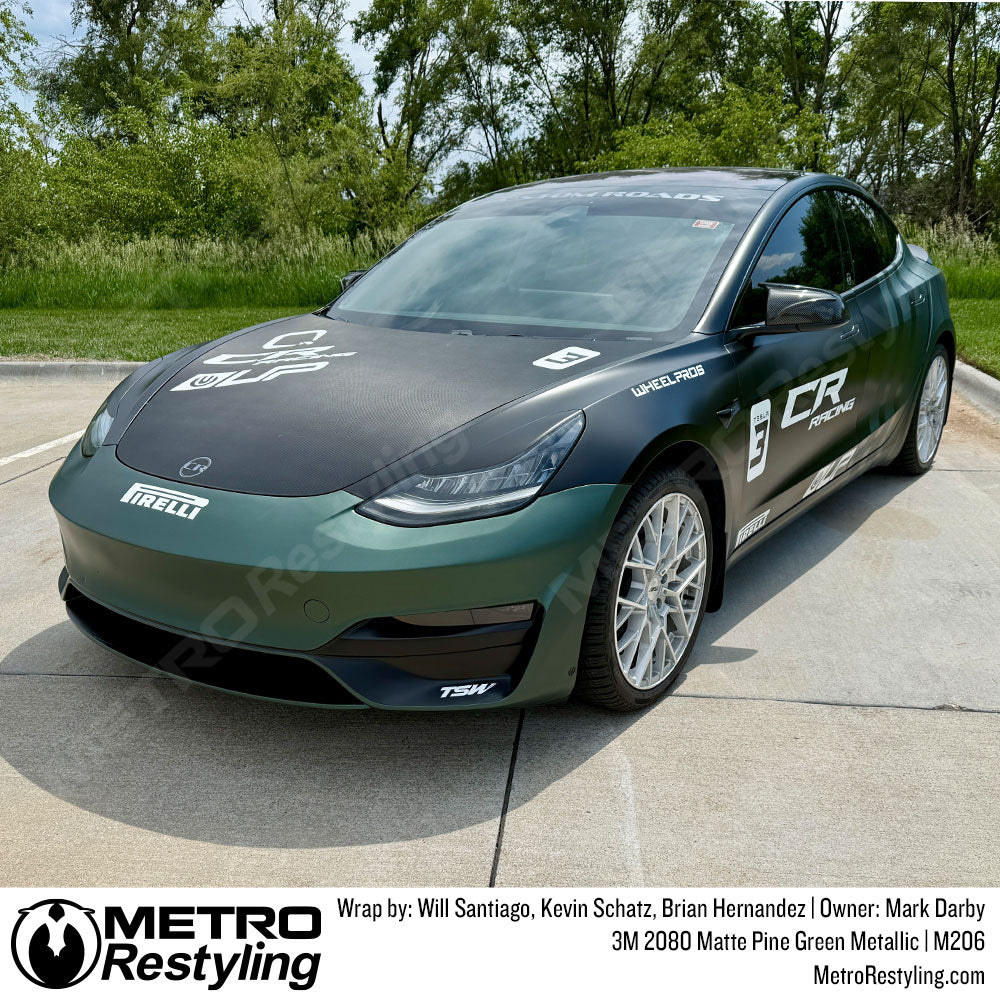 Green tesla vinyl wrap