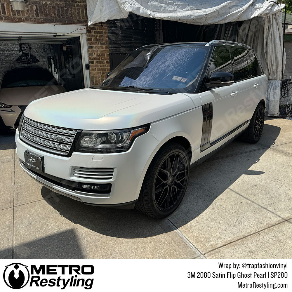 white land rover wrap