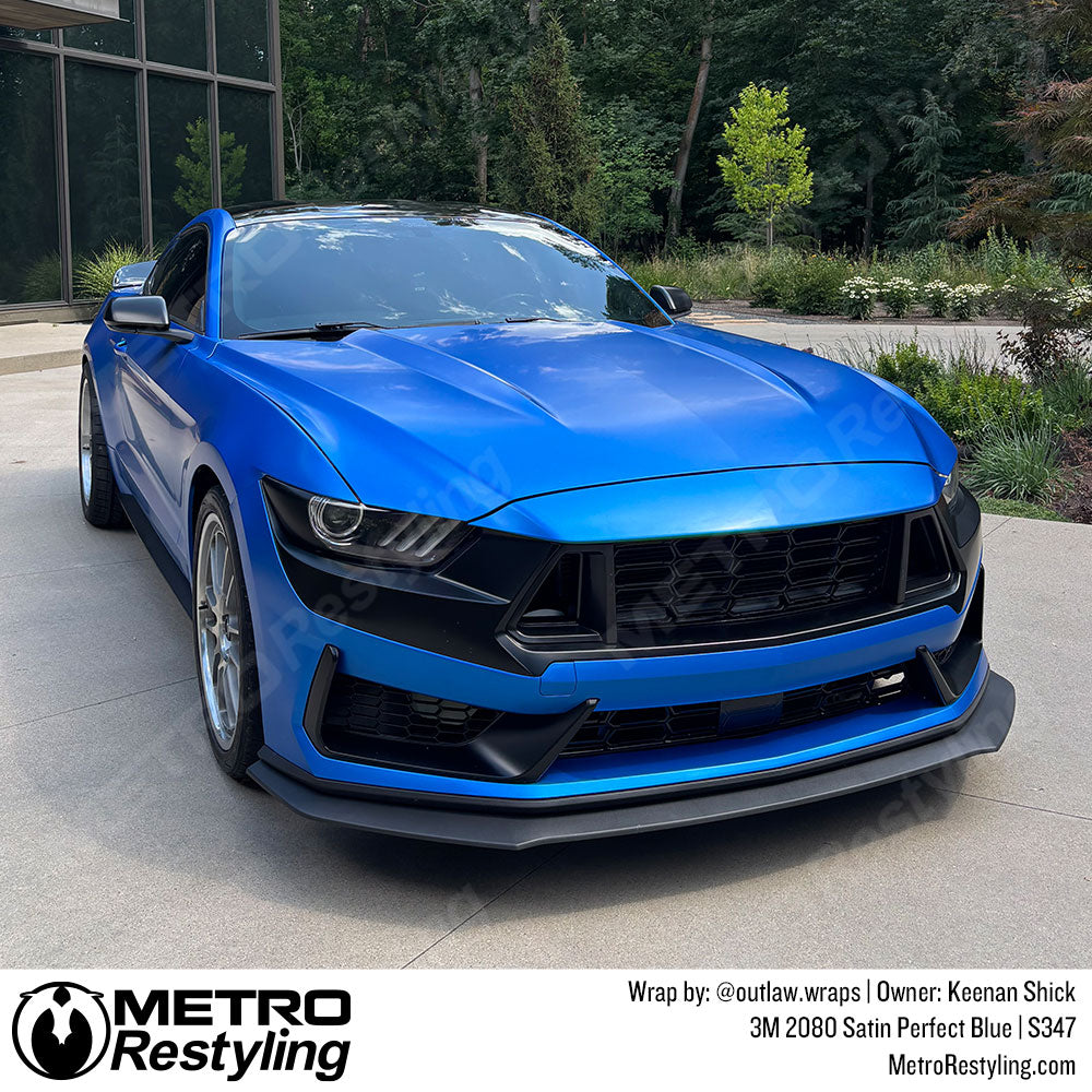 Blue ford mustang vinyl wrap