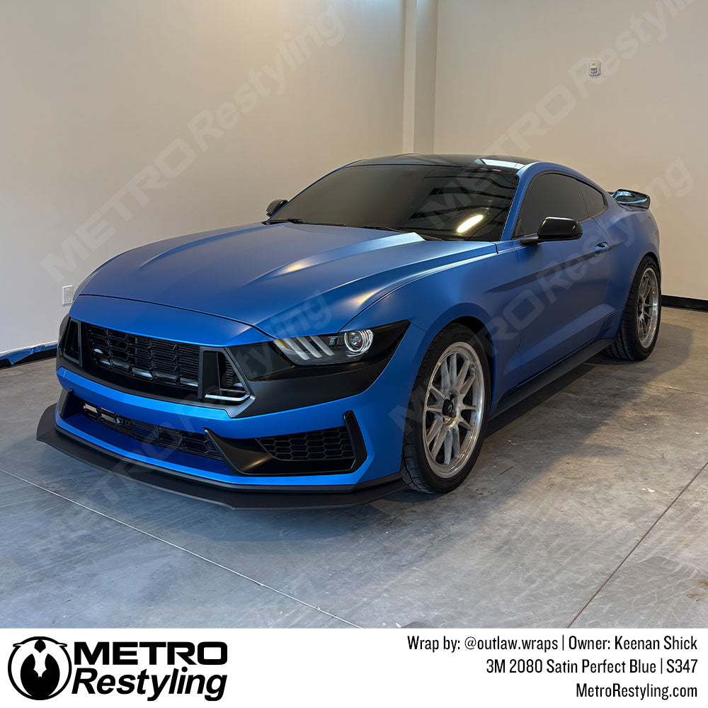 Blue ford mustang wrap