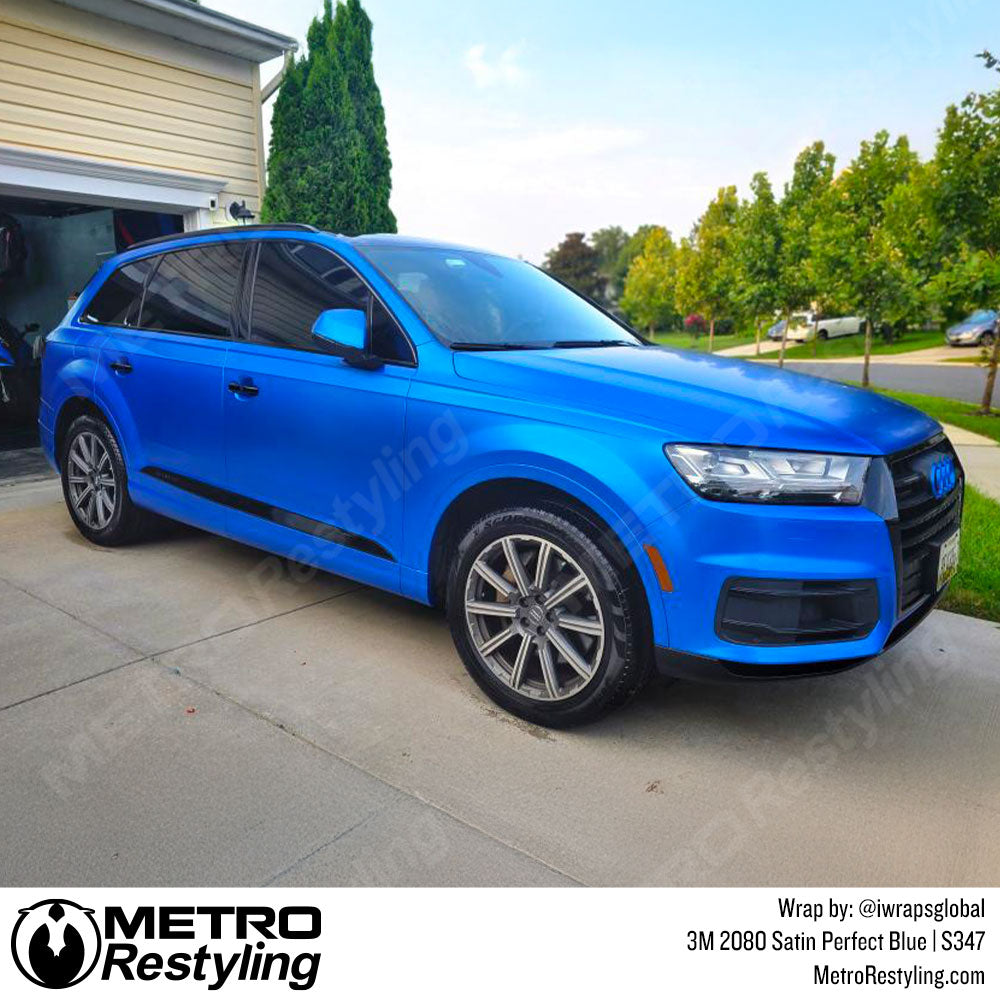 satin blue audi wrap