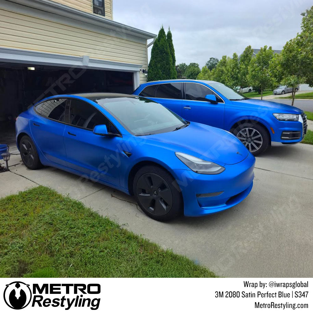 satin blue car wraps