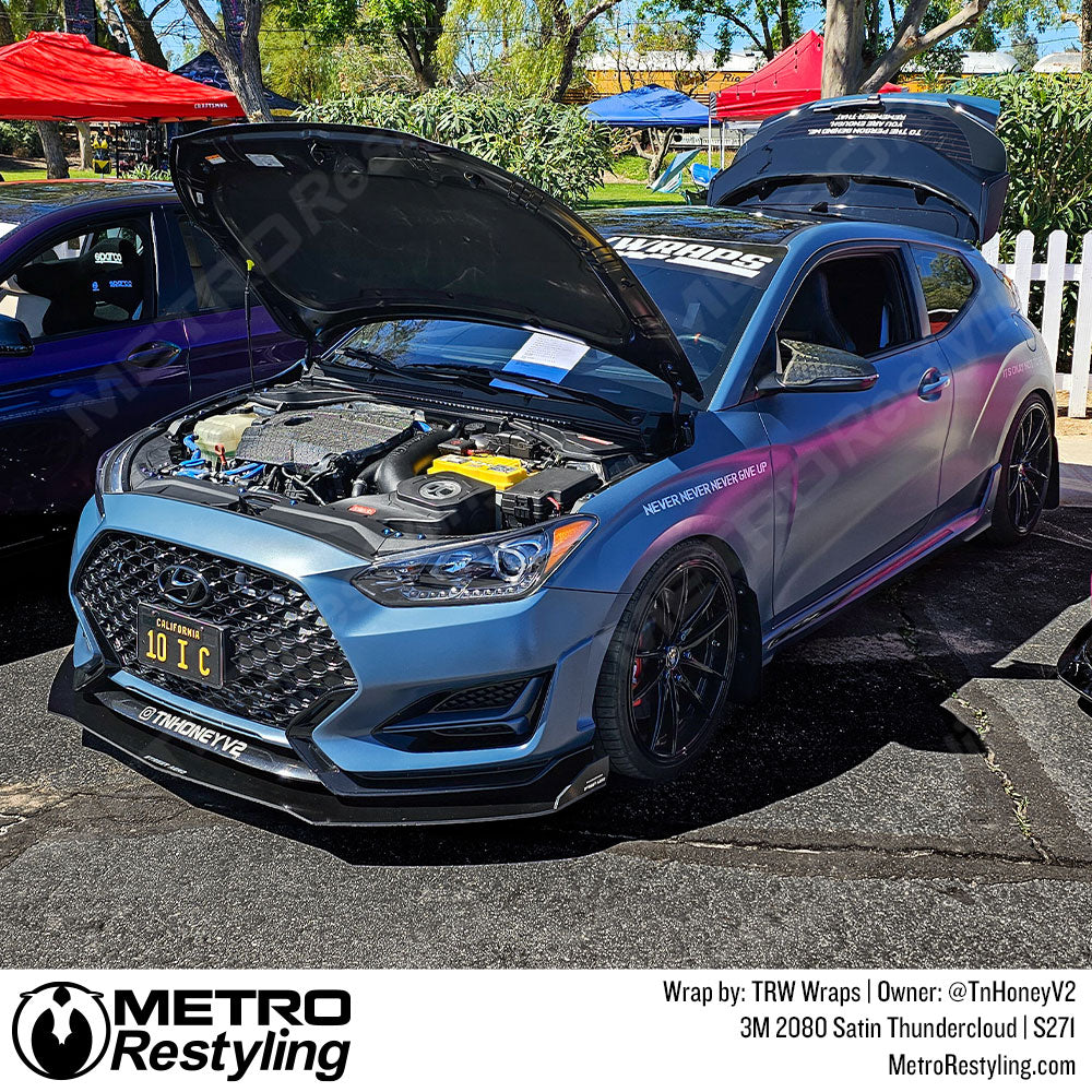 blue grey car wrap