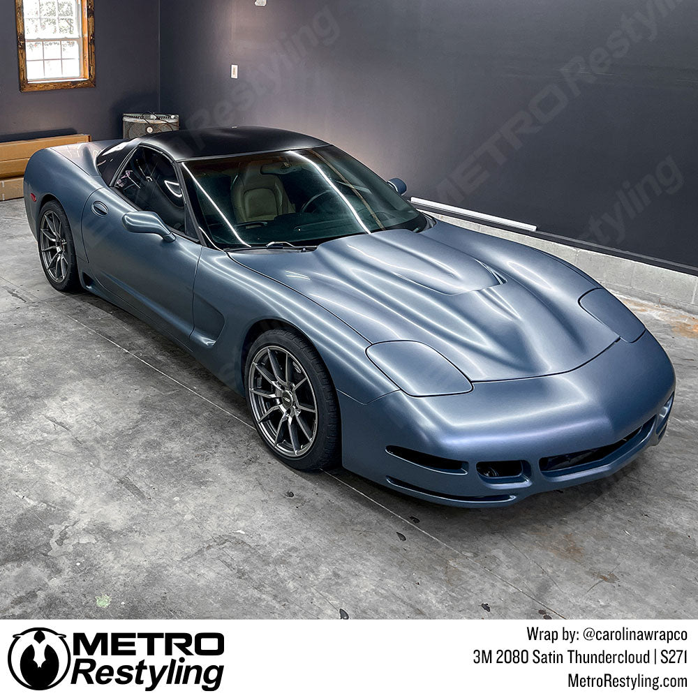 gray blue corvette wrap