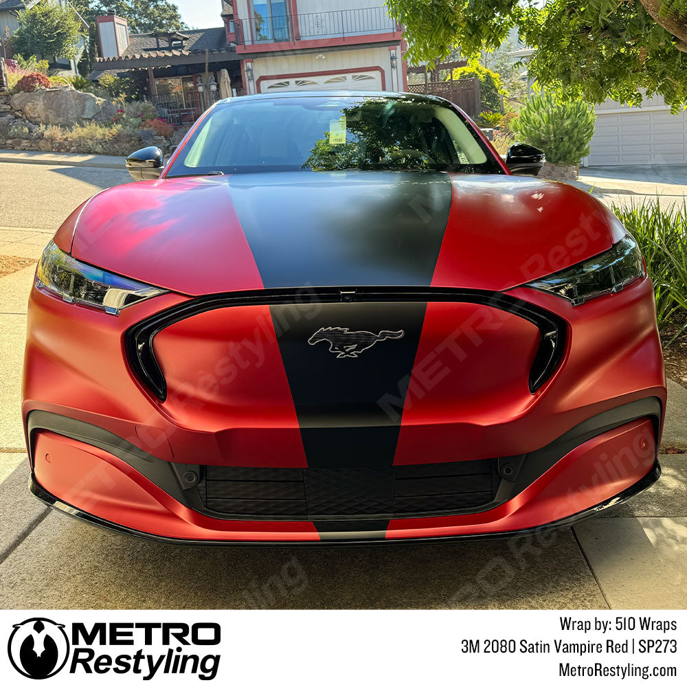 red and black mustang wrap