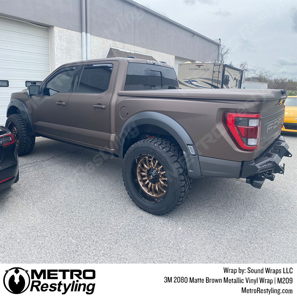 matte brown metallic wrap truck