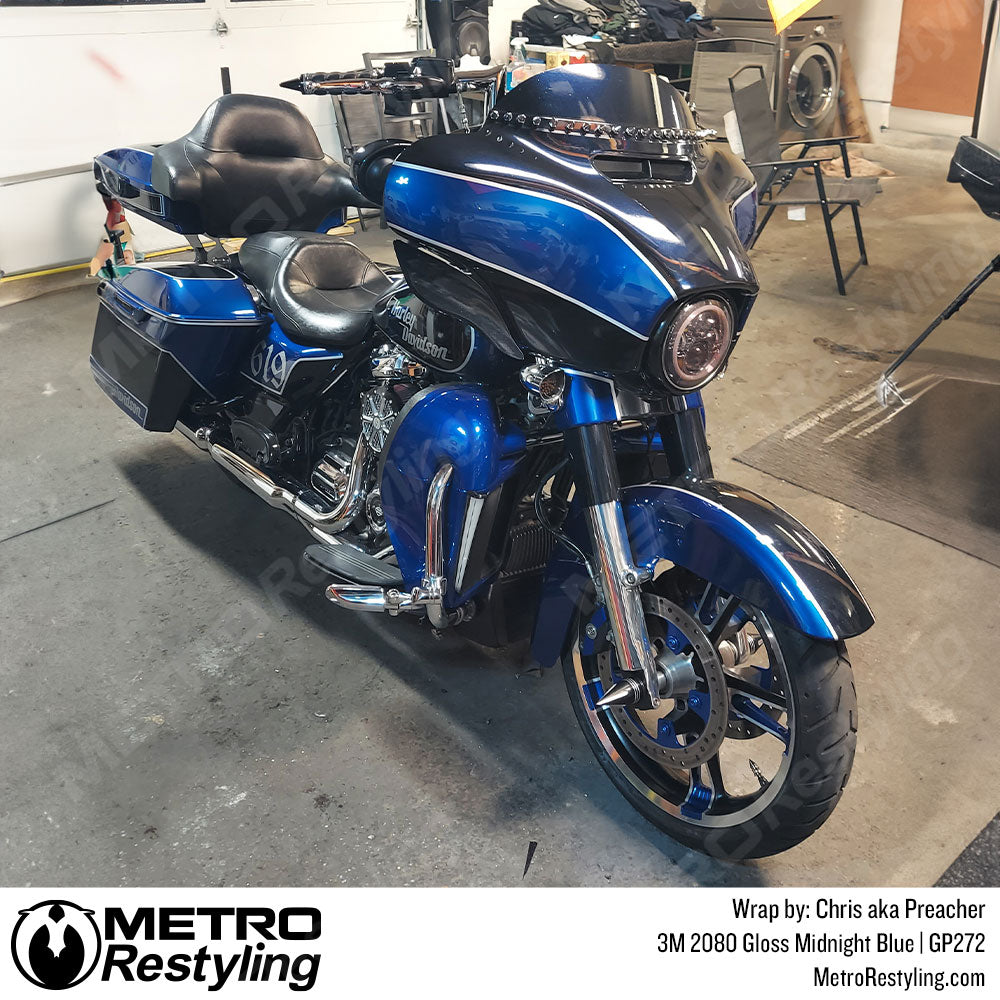 blue motorcycle wrap