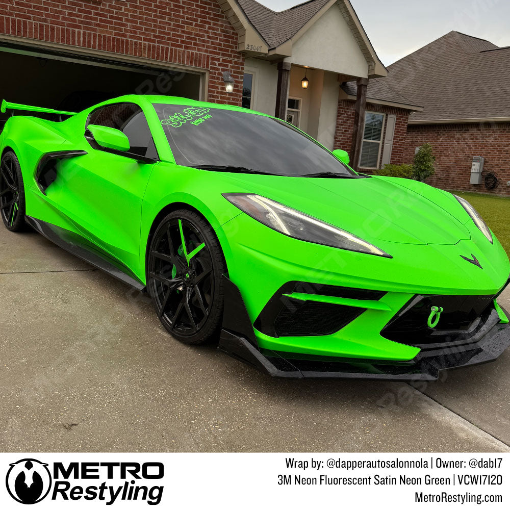 neon green Chevrolet corvette wrap