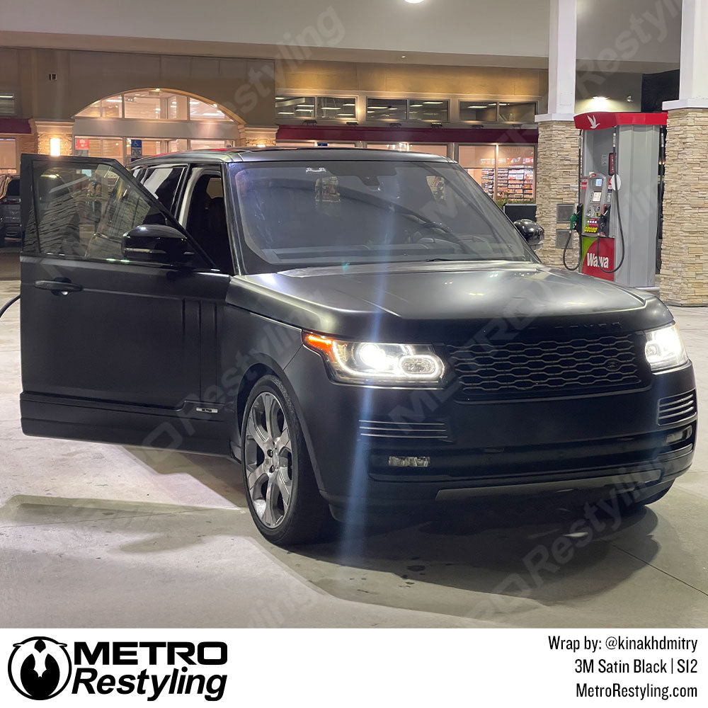 satin black range rover wrap
