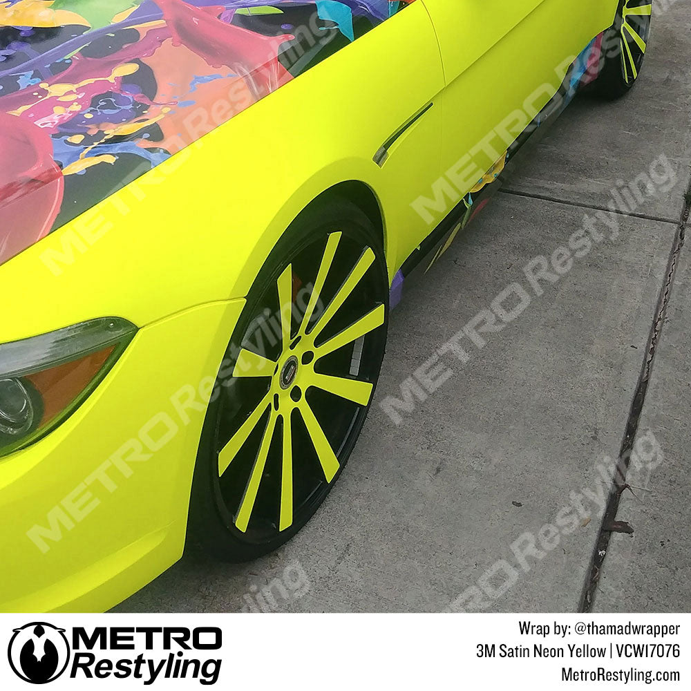 neon yellow bmw vinyl wrap