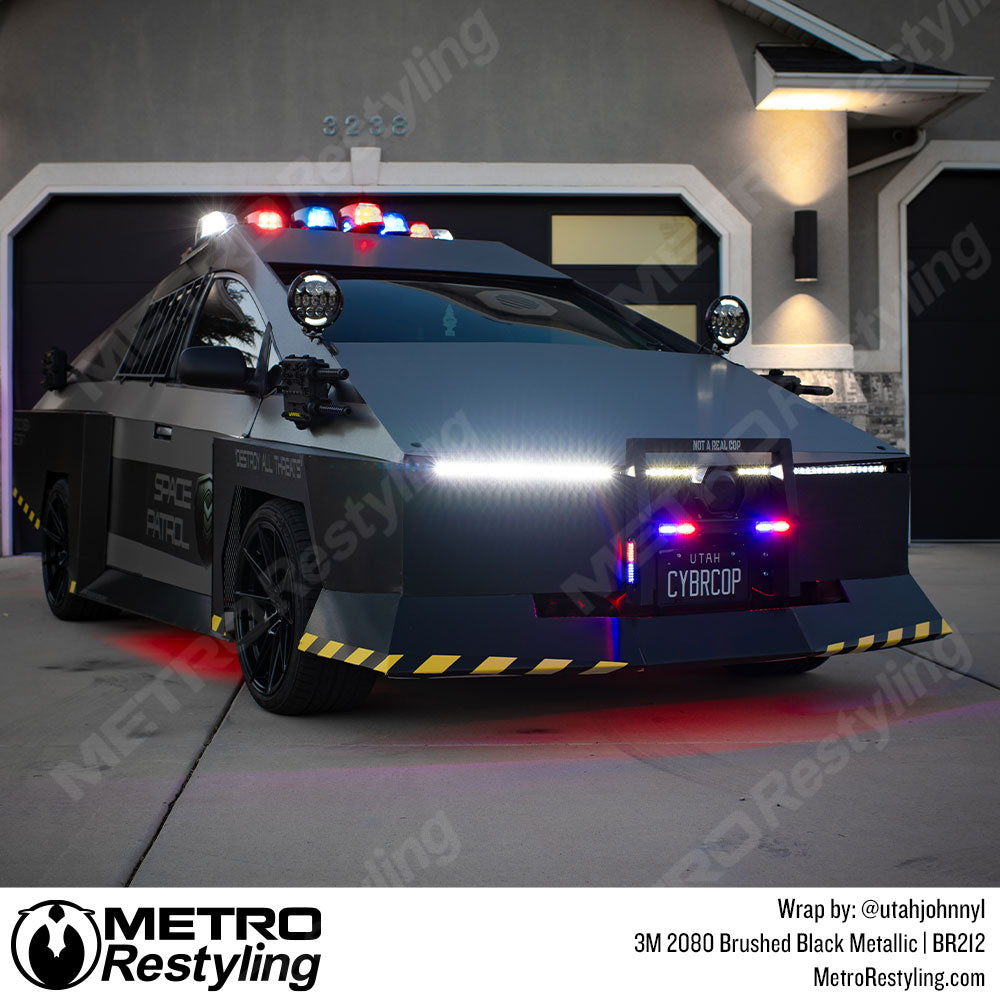 black metallic cybertruck wrap