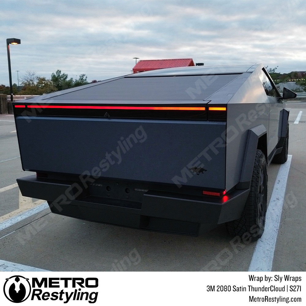 satin blue cybertruck wrap