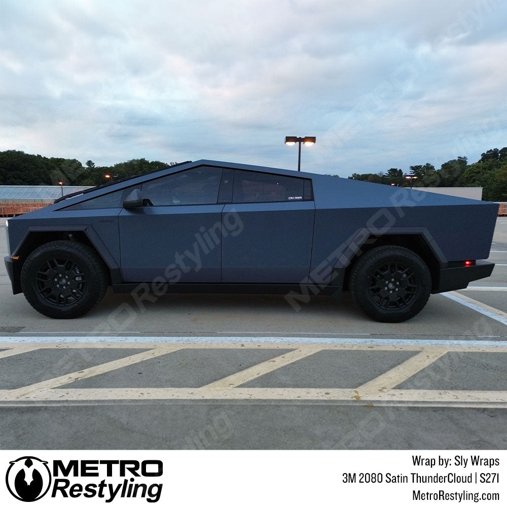 blue tesla cybertruck wrap