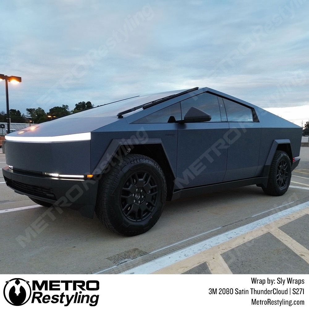 blue cybertruck wrap