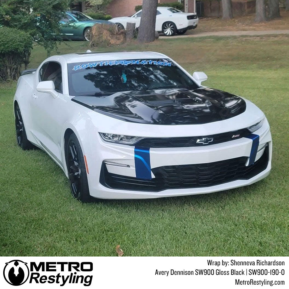 gloss black hood wrap on chevy