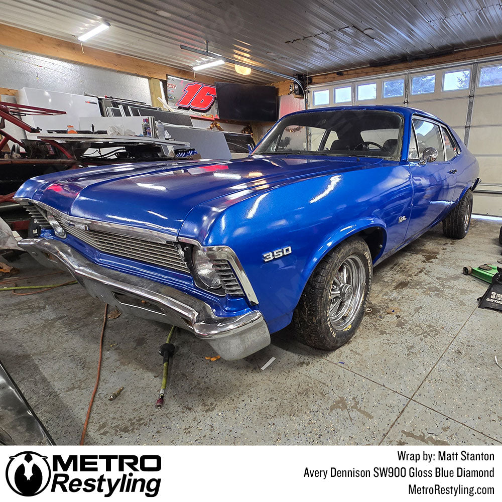 Blue chevy nova wrap