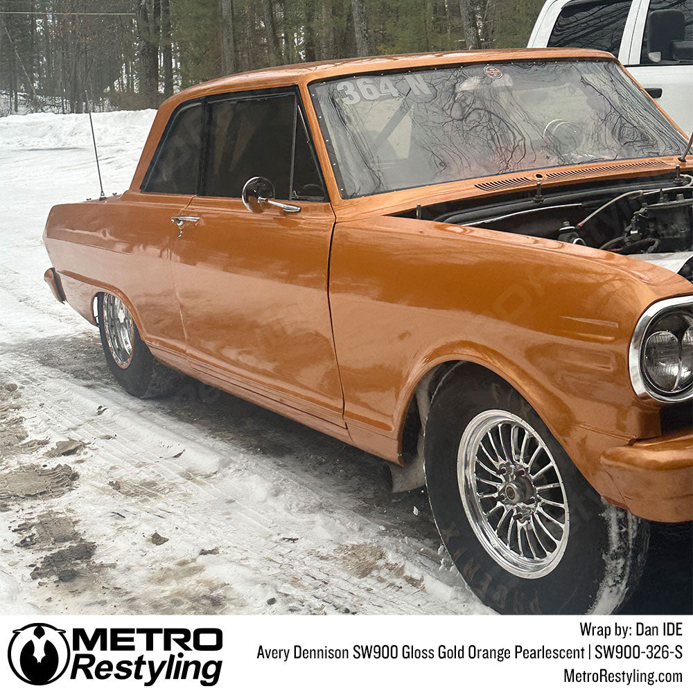 orange classic car wrap