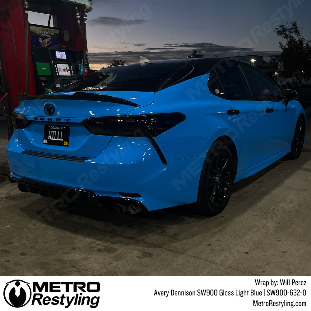 toyota with blue wrap