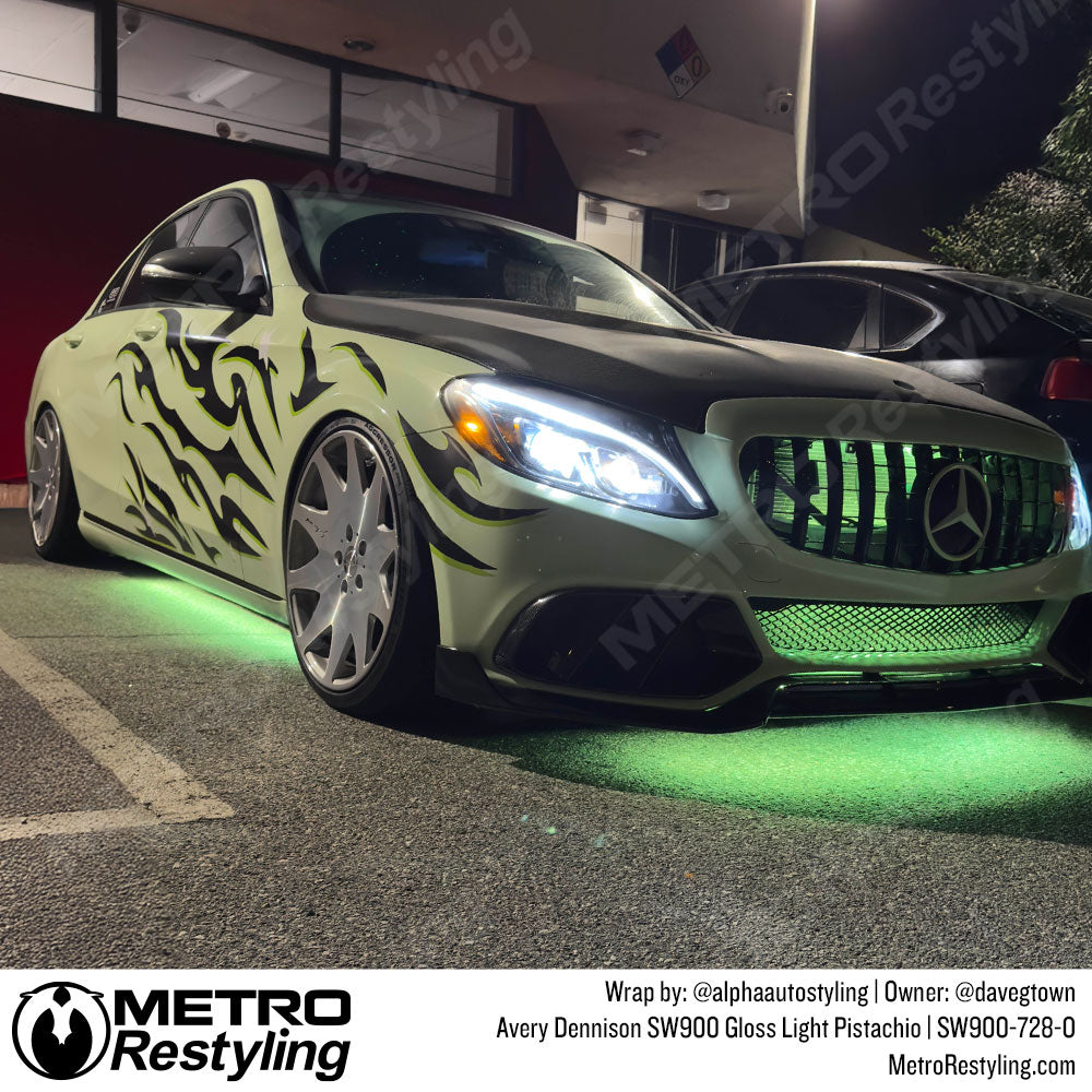 mercedes with green wrap