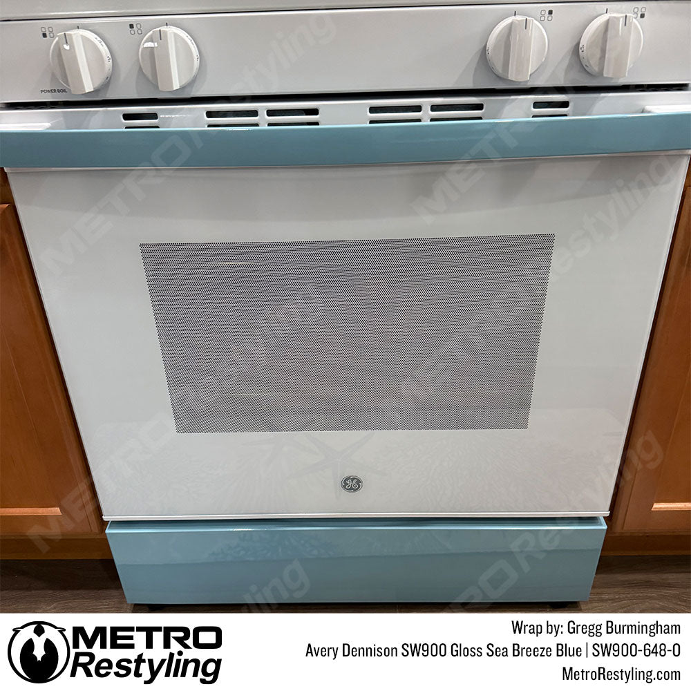 stove with blue wrap