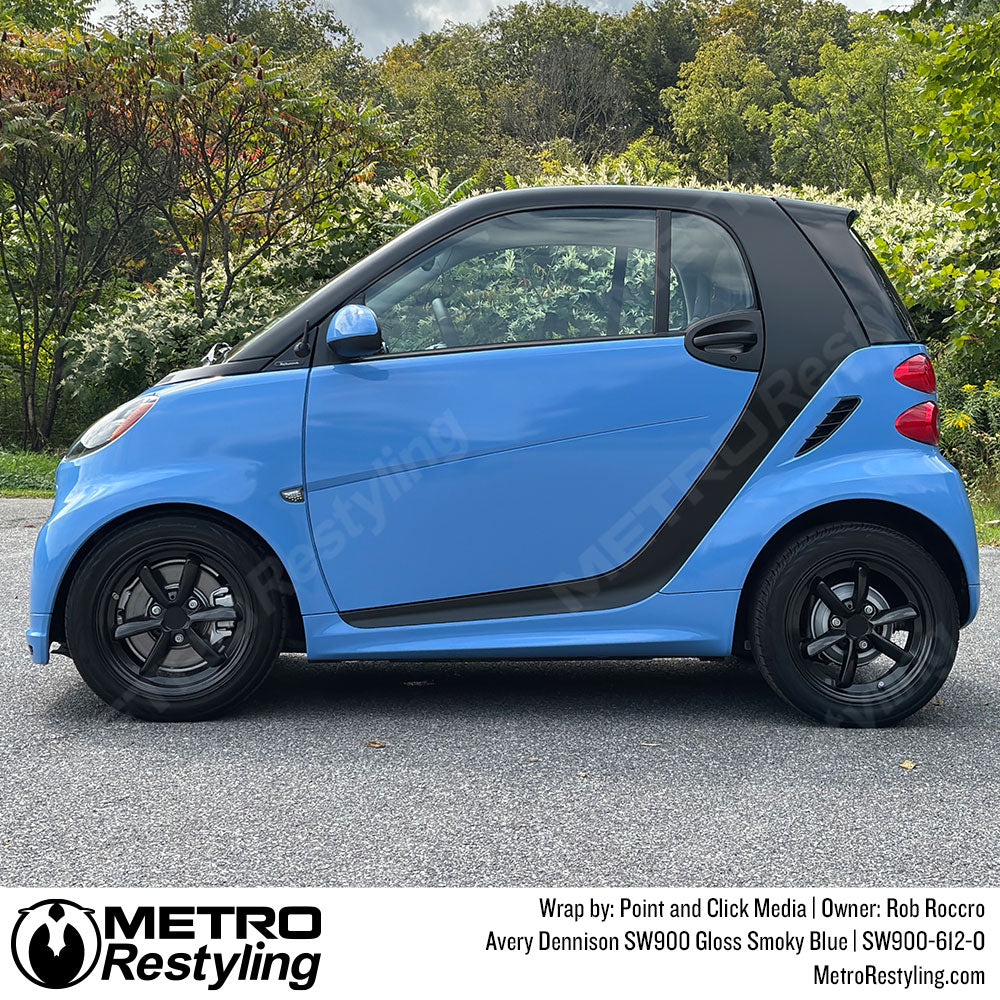 smoky blue smart car wrap
