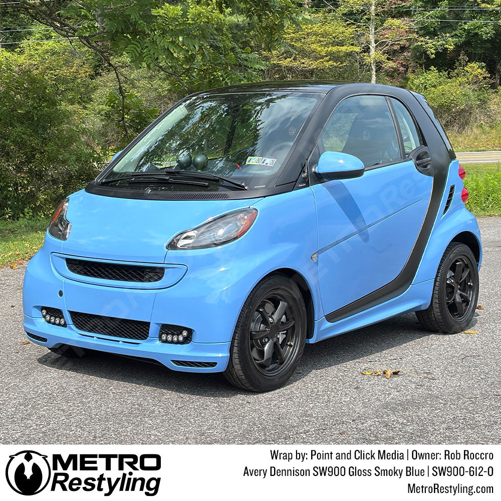 smoky blue smart car wrap