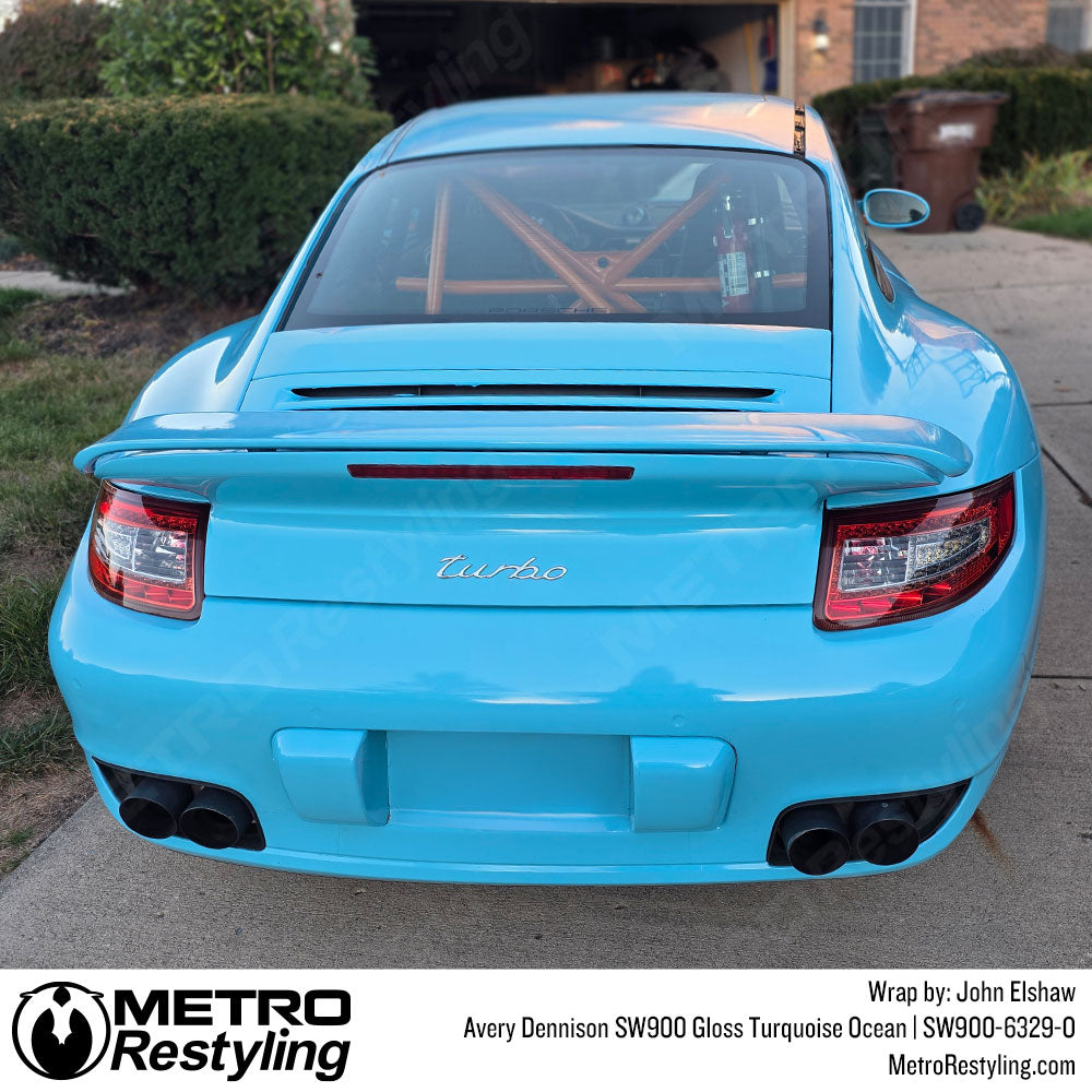 porsche with blue wrap