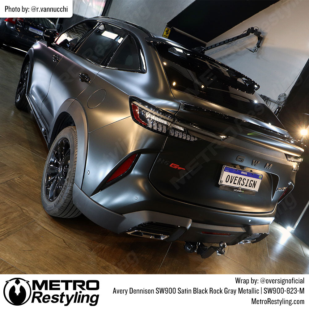 BMW with black vinyl car wrap