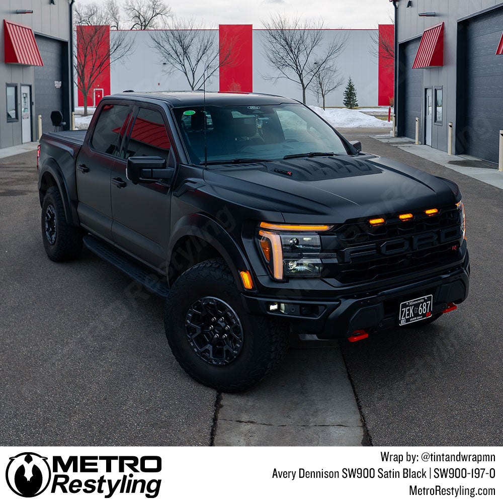 satin black ford raptor wrap