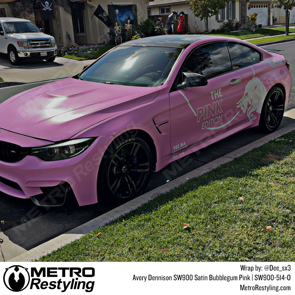 bmw with pink wrap