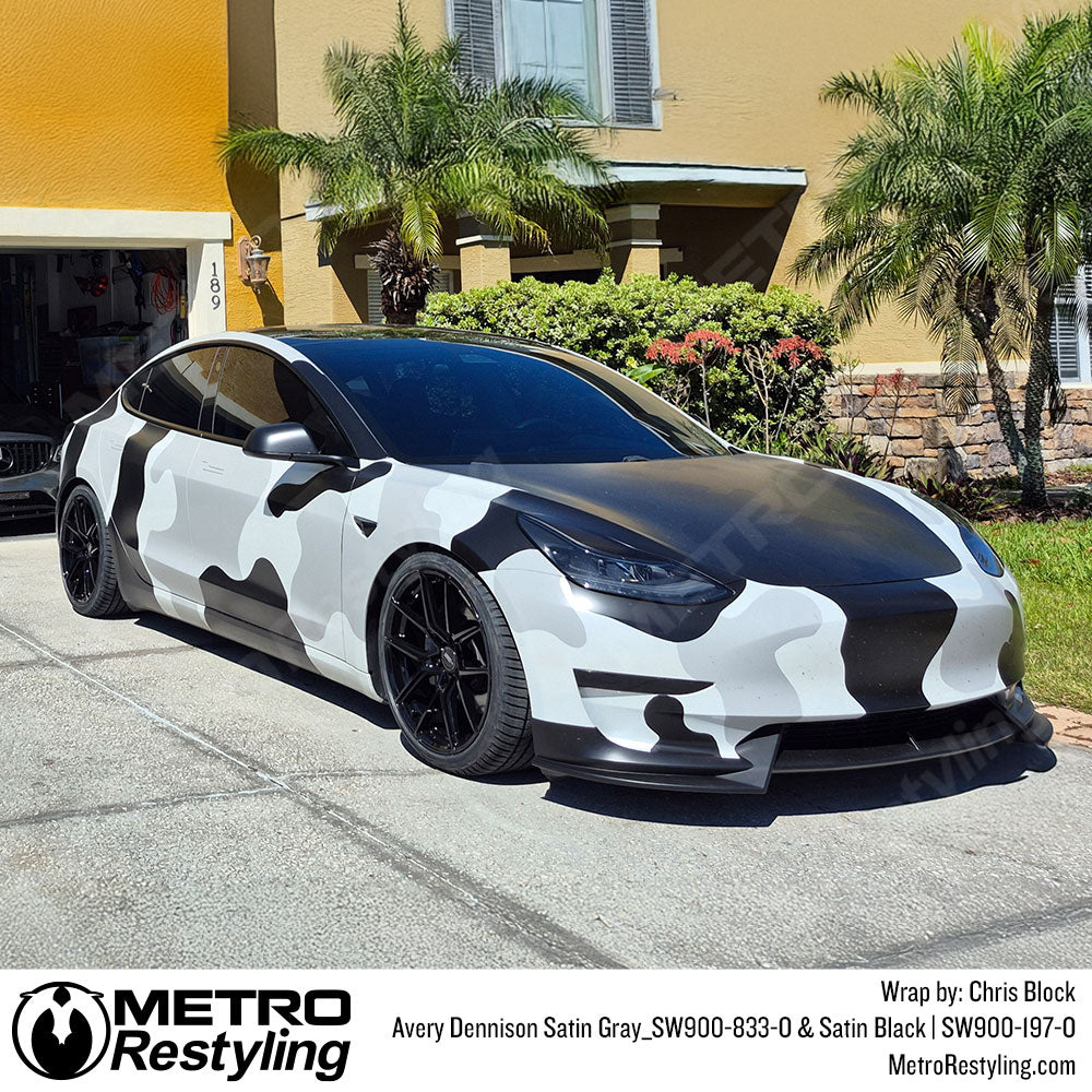 satin gray and black camo wrap