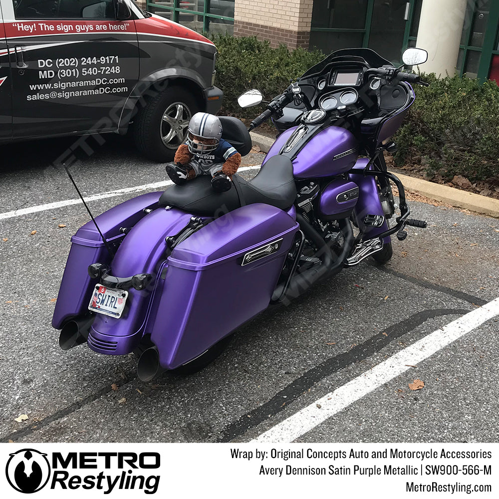 satin purple motorcycle wrap