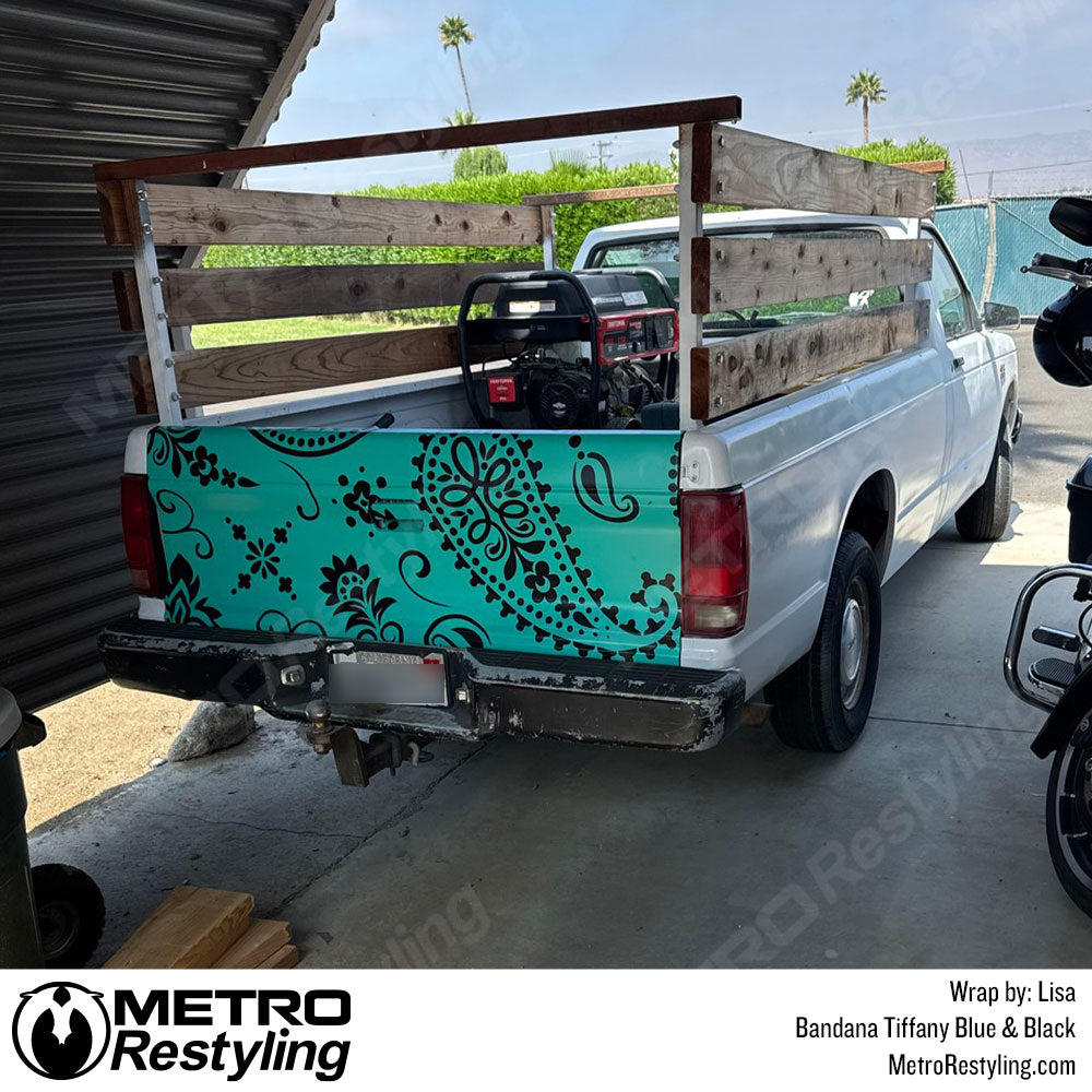 Metro Wrap Jumbo Bandana Tiffany Blue Black Vinyl Film
