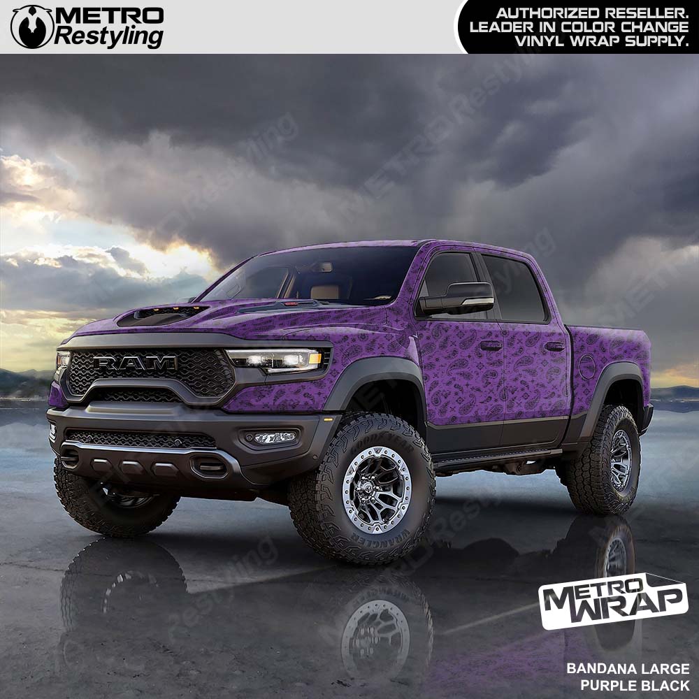 purple and black bandana truck wrap