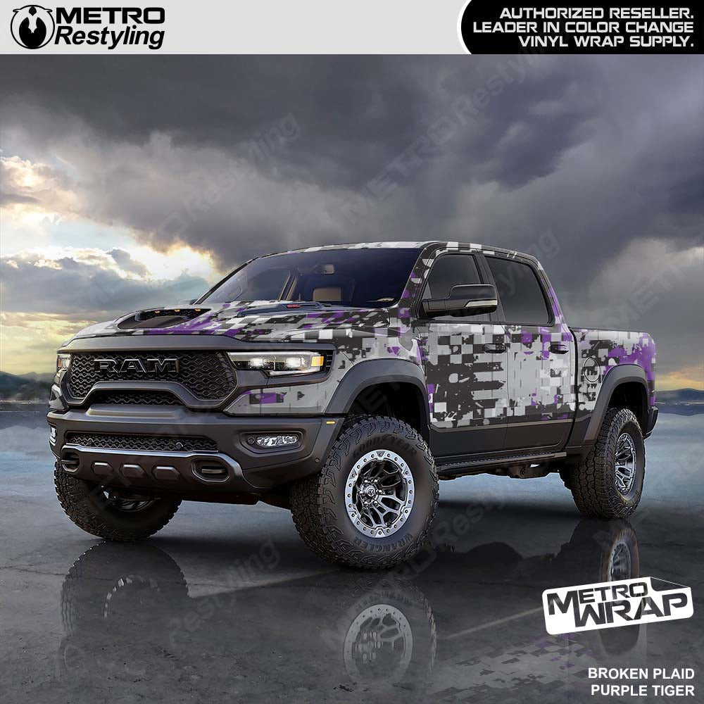 Plaid purple truck wrap