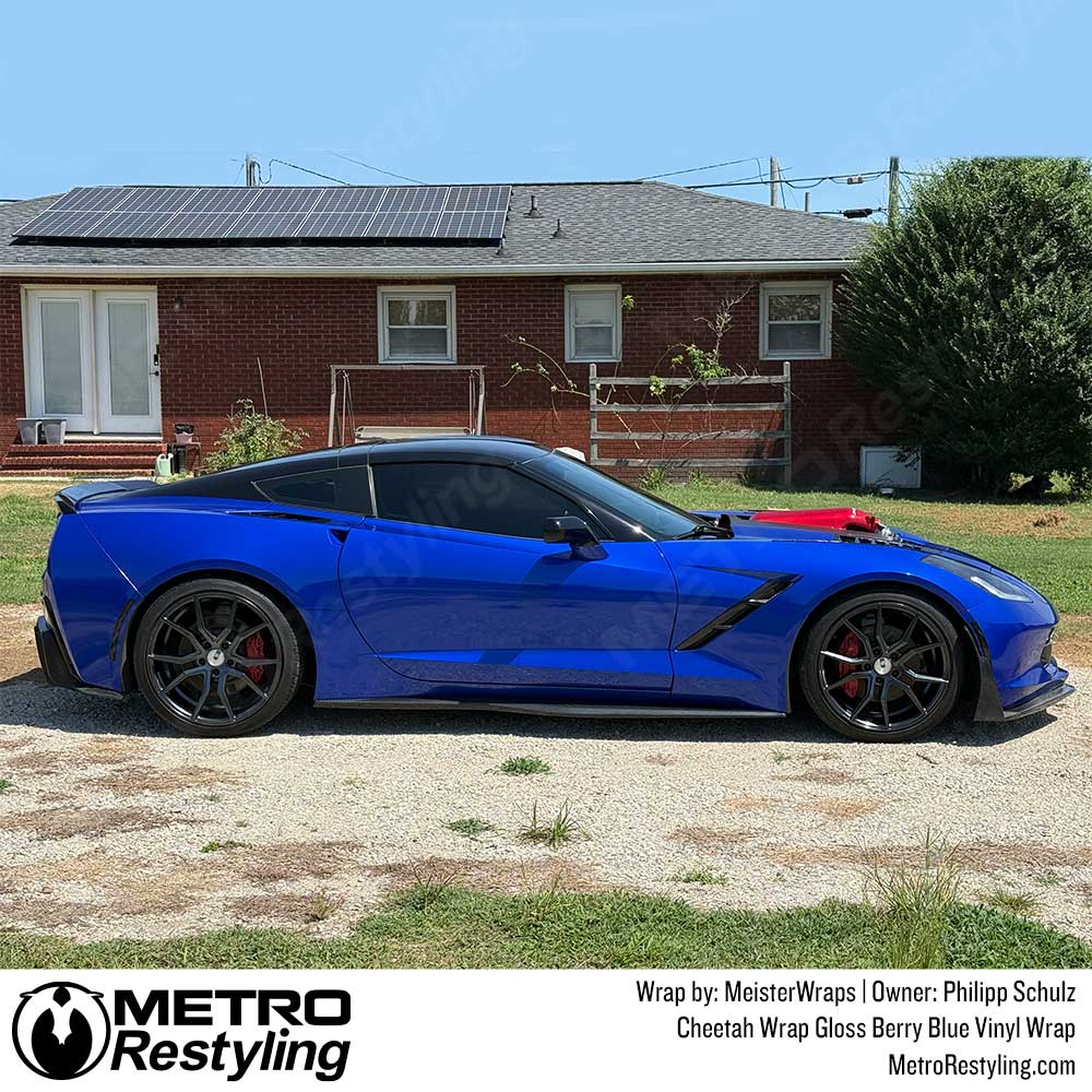 Cheetah Wrap Gloss Berry Blue Vinyl Wrap