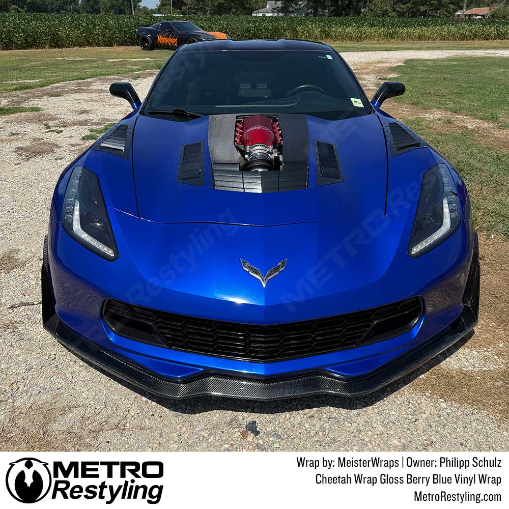 Cheetah Wrap Gloss Berry Blue Vinyl Wrap