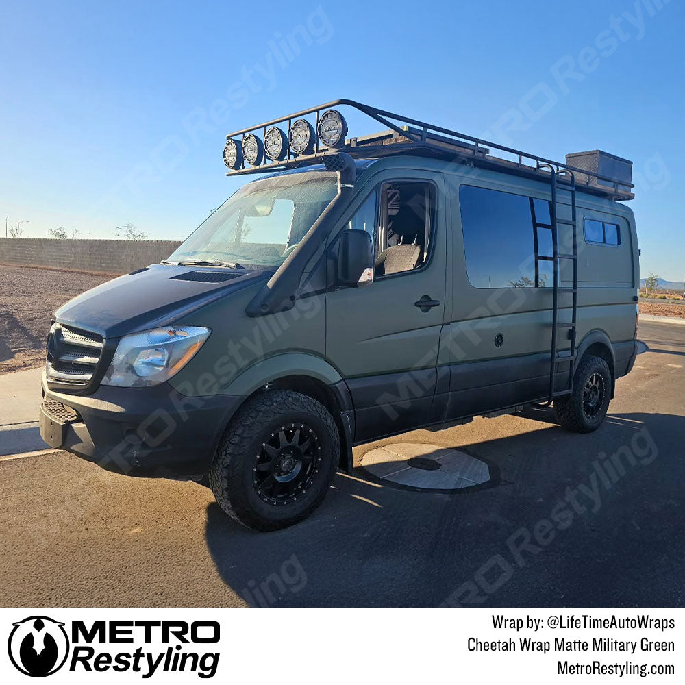 mercedes sprinter van with green wrap