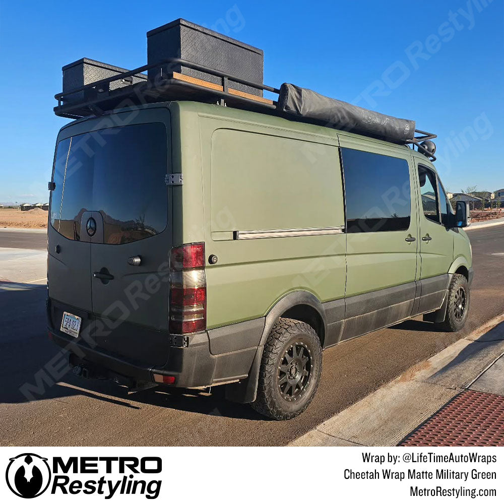 mercedes sprinter van with green wrap