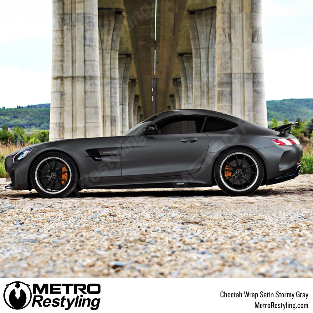 Cheetah Wrap Satin Stormy Gray Vinyl Wrap